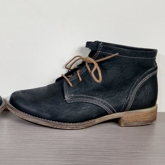 Josef Siebel Sienna Lace-up Booties, Black Leather, Womens Size 7.5 US / 38 - Picture 9 of 13